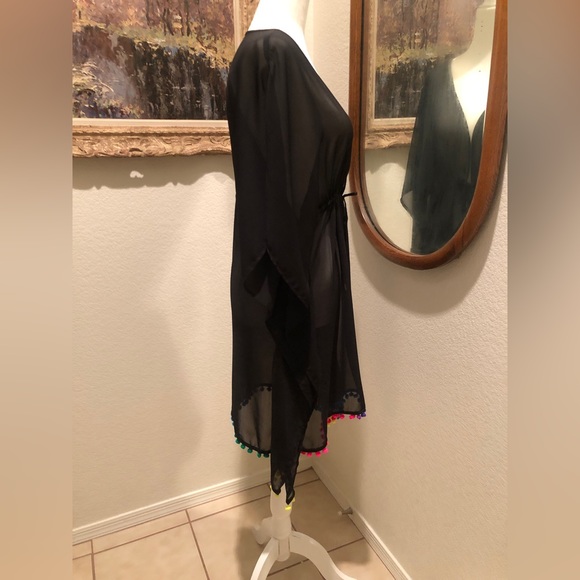 NWOT Swimsuit Cover-up “Into The Bleu” by Amerex - with colorful Pom-Pom trim - Picture 2 of 12